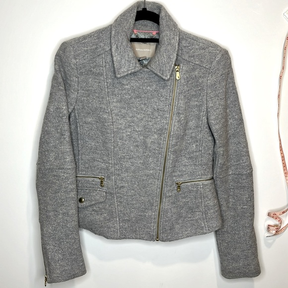 Banana Republic Tailored Boiled Wool Moto Jacket. - Picture 1 of 10
